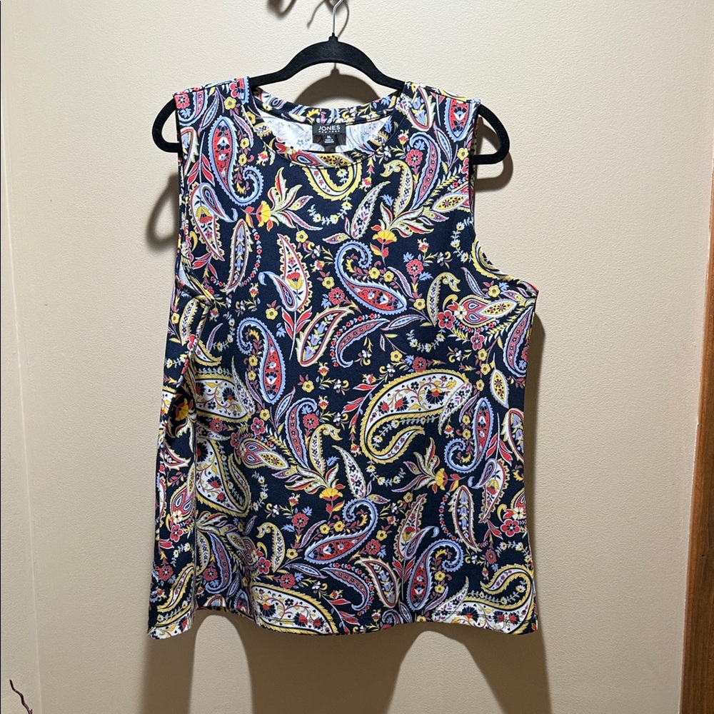 Jones New York Paisley Tank Top - Navy and Multicolor